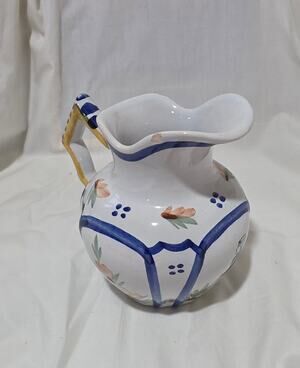 Vintage Hand Painted Quimper France Faience Cream Pitcher #222 Breton Woman flor